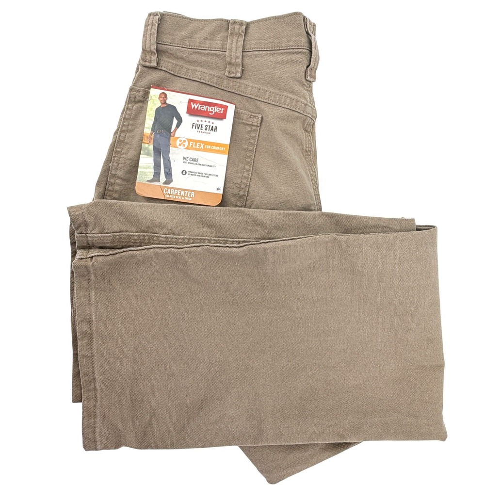 NEW Wrangler Carpenter Pants Mens 32x32 Beige Five Star Flex 1094LXWCK